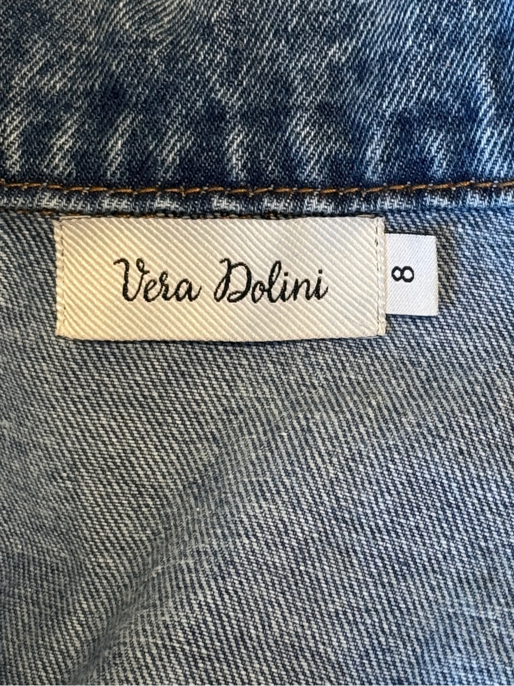 Vera Dolini Acid Wash Denim Jacket with Puff Sleeves Size 8 - Picture 3 of 6